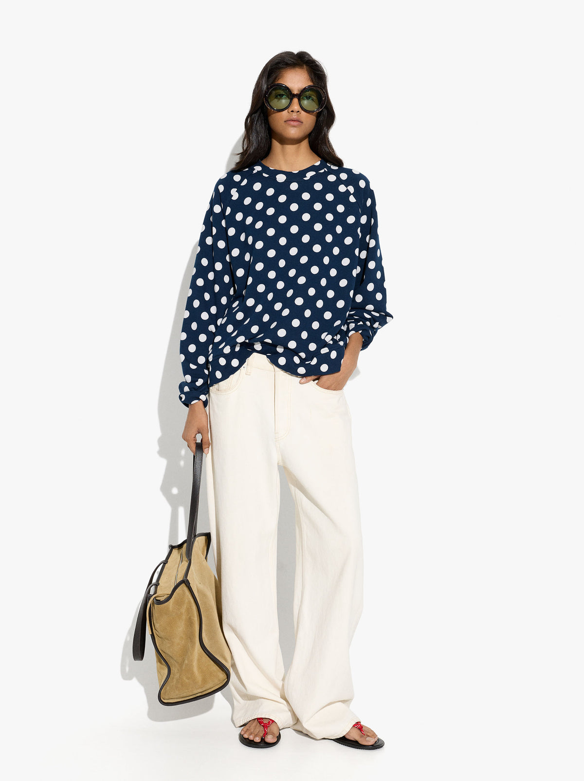 Cotton Sweatshirt With Polka Dots