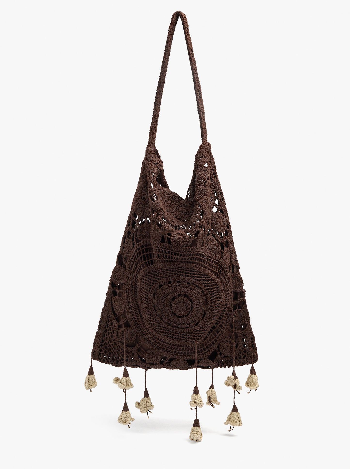 Crochet Shoulder Bag With Flowers