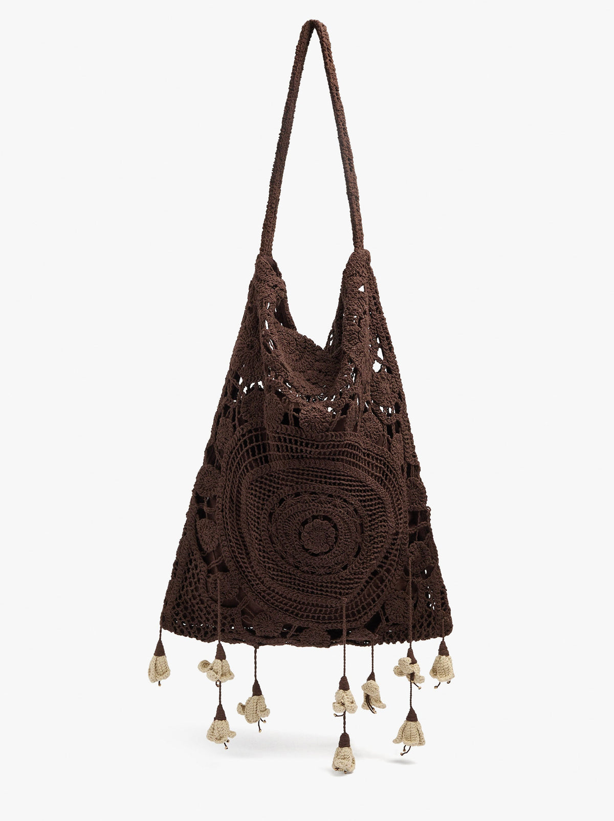 Crochet Shoulder Bag With Flowers
