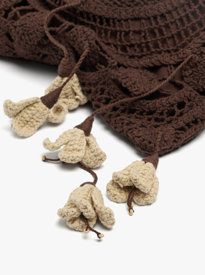 Crochet Shoulder Bag With Flowers