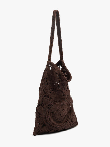 Crochet Shoulder Bag With Flowers