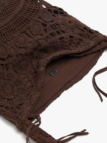 Crochet Shoulder Bag With Flowers