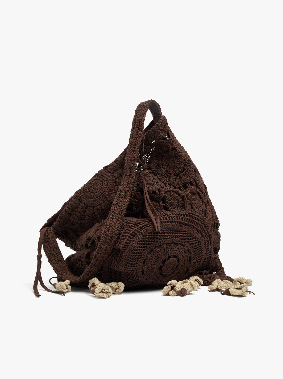 Crochet Shoulder Bag With Flowers