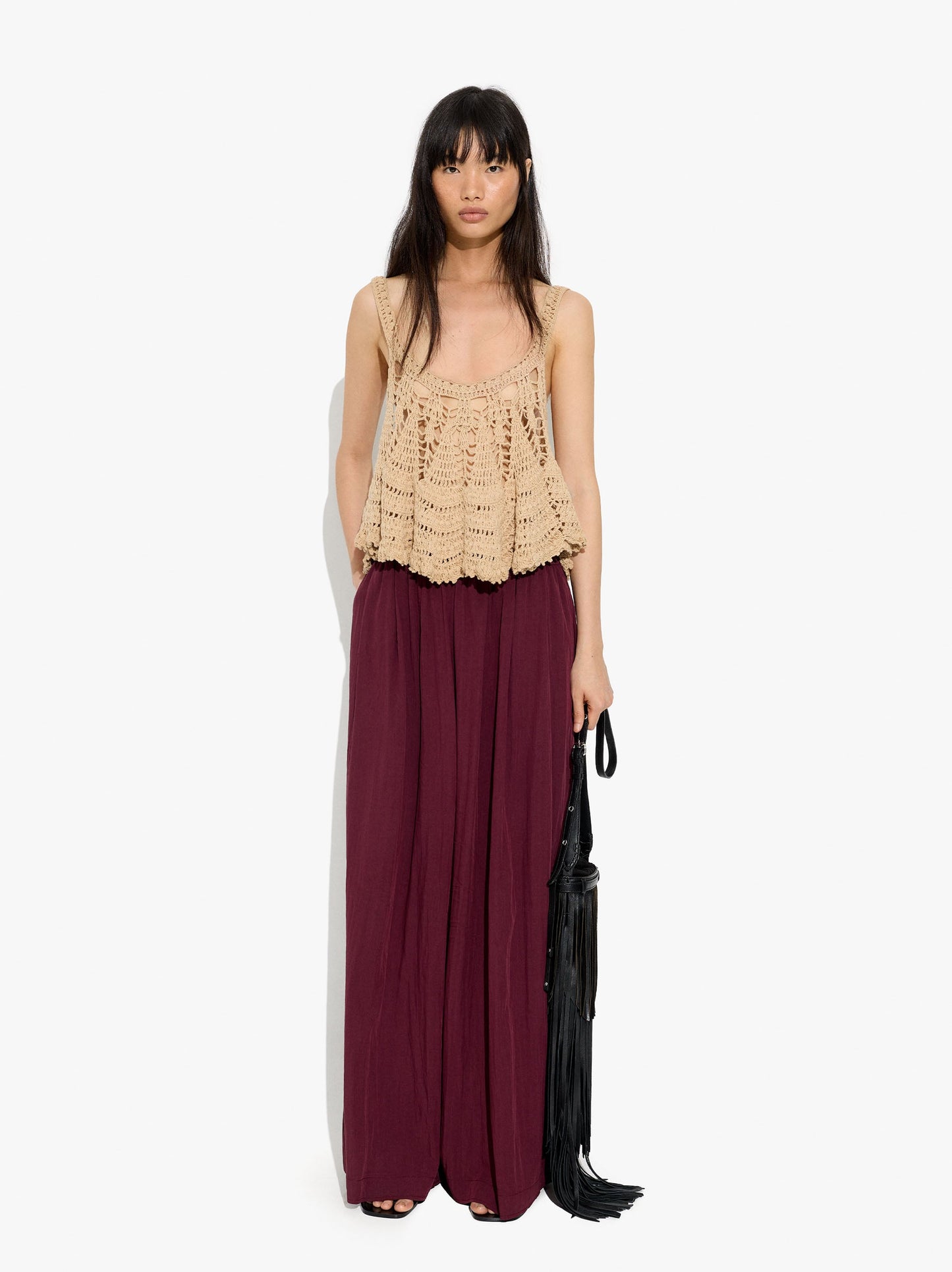 Wide Fluid Trousers With Elastic Waist