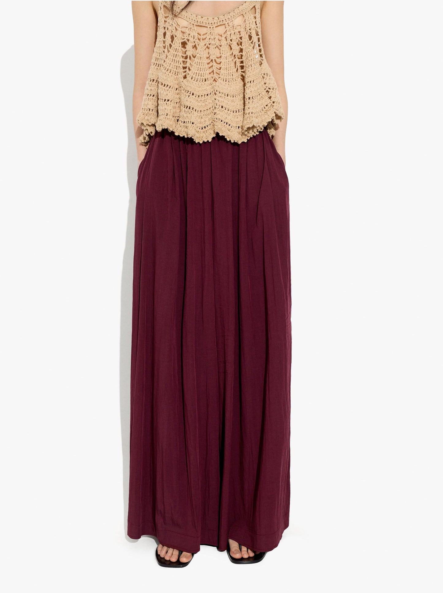 Wide Fluid Trousers With Elastic Waist