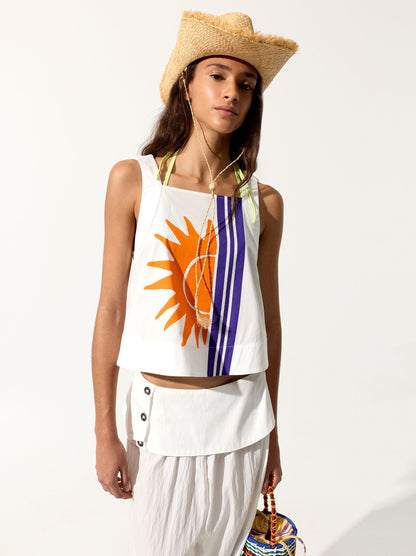 Printed Cotton Top With Sun