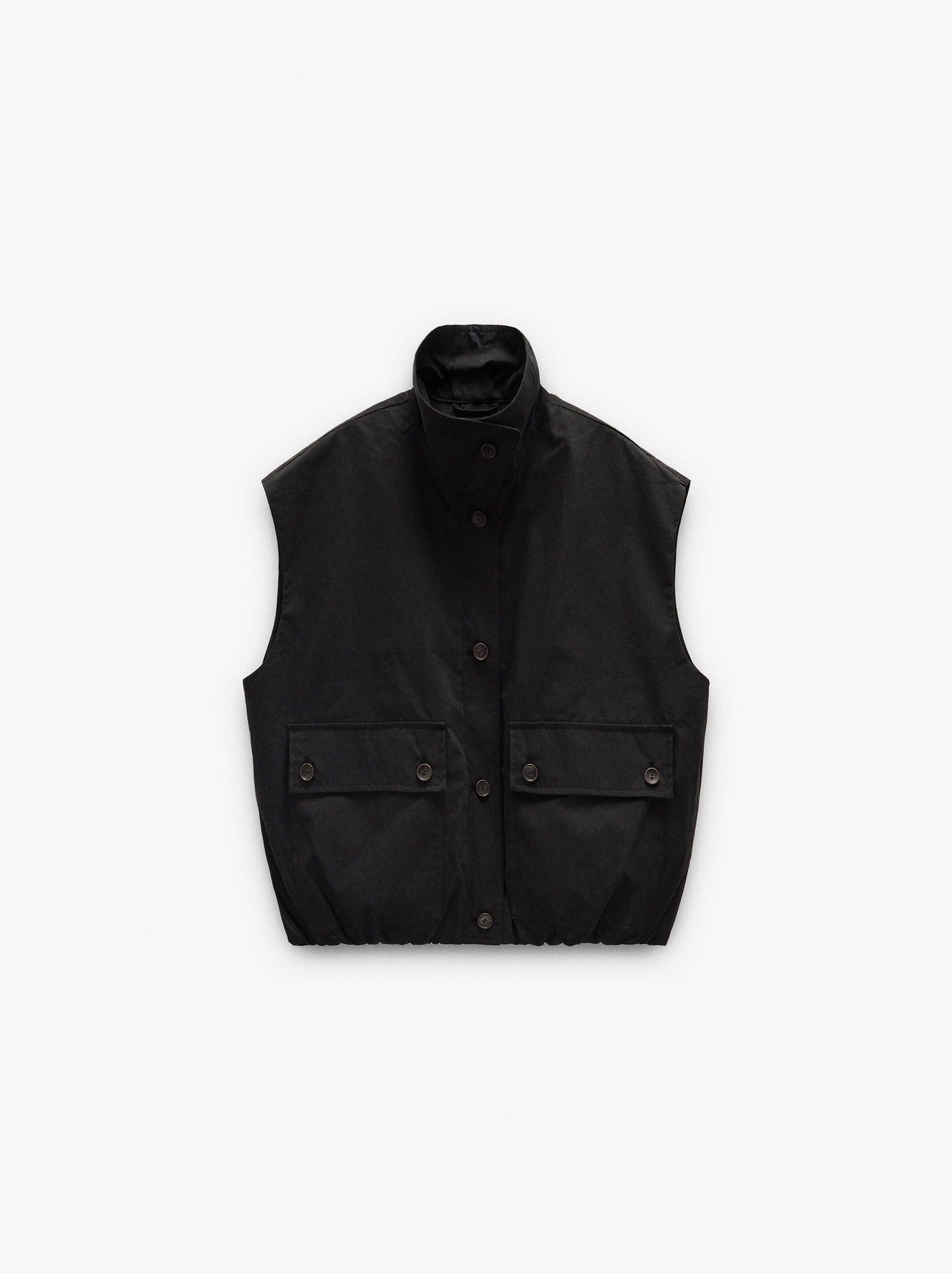 Vest With High Neck With Pockets