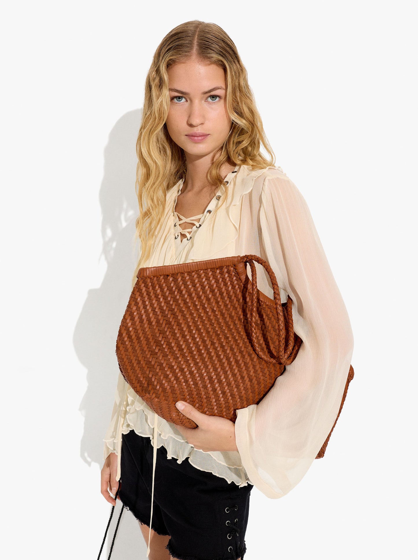 Woven Leather Shopper Bag