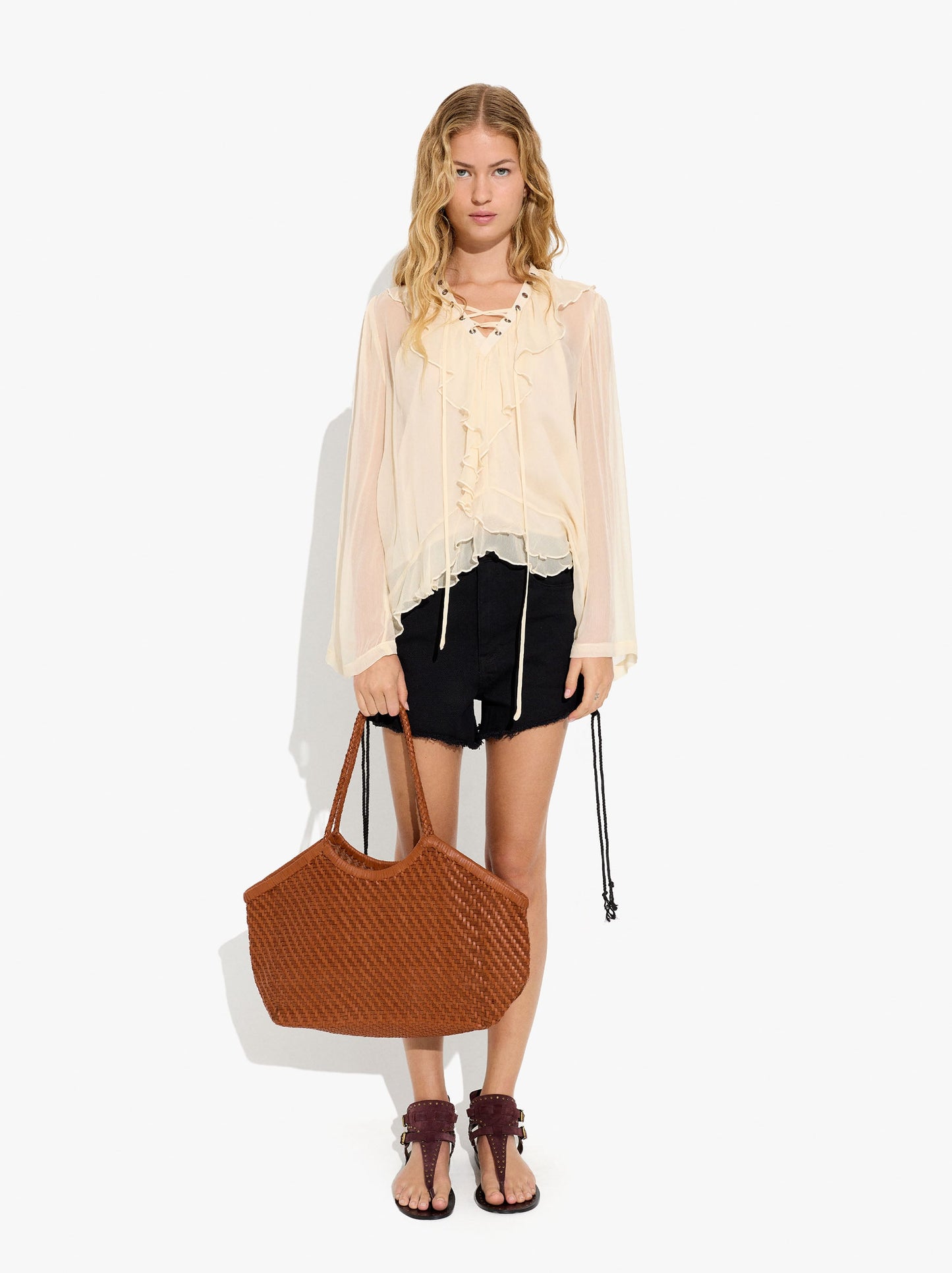 Woven Leather Shopper Bag
