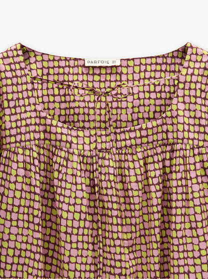 Printed Blouse With 100% Cotton