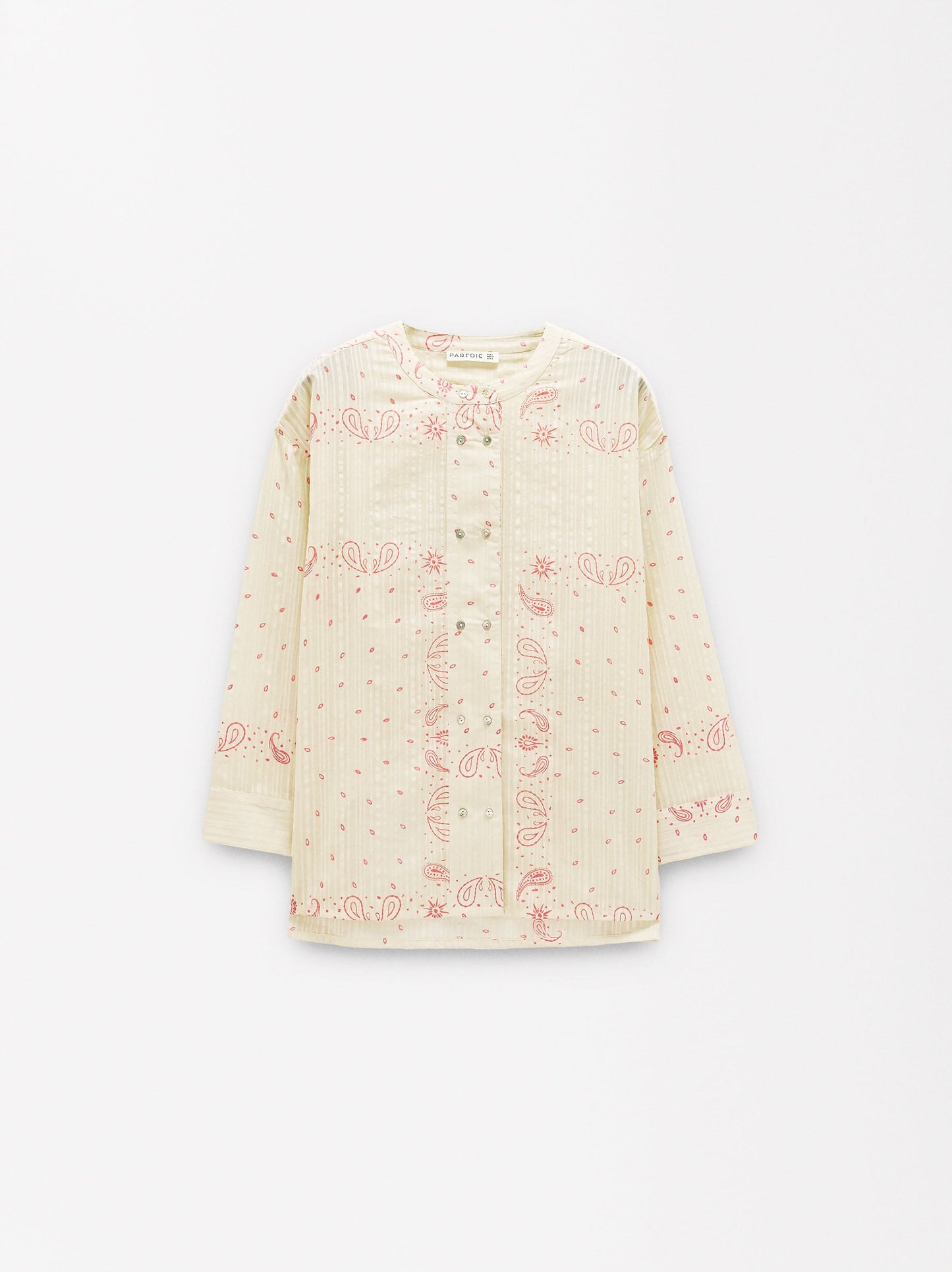 Printed Shirt With Mandarin Collar 100% Cotton