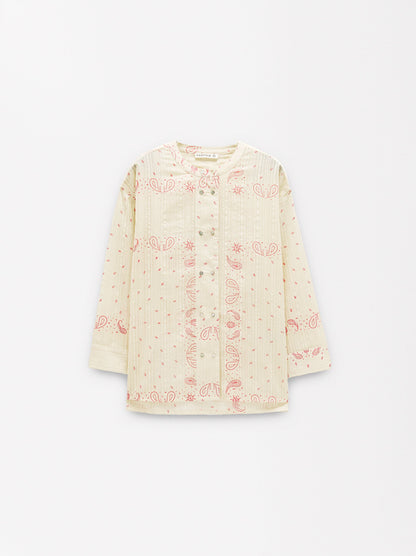 Printed Shirt With Mandarin Collar 100% Cotton