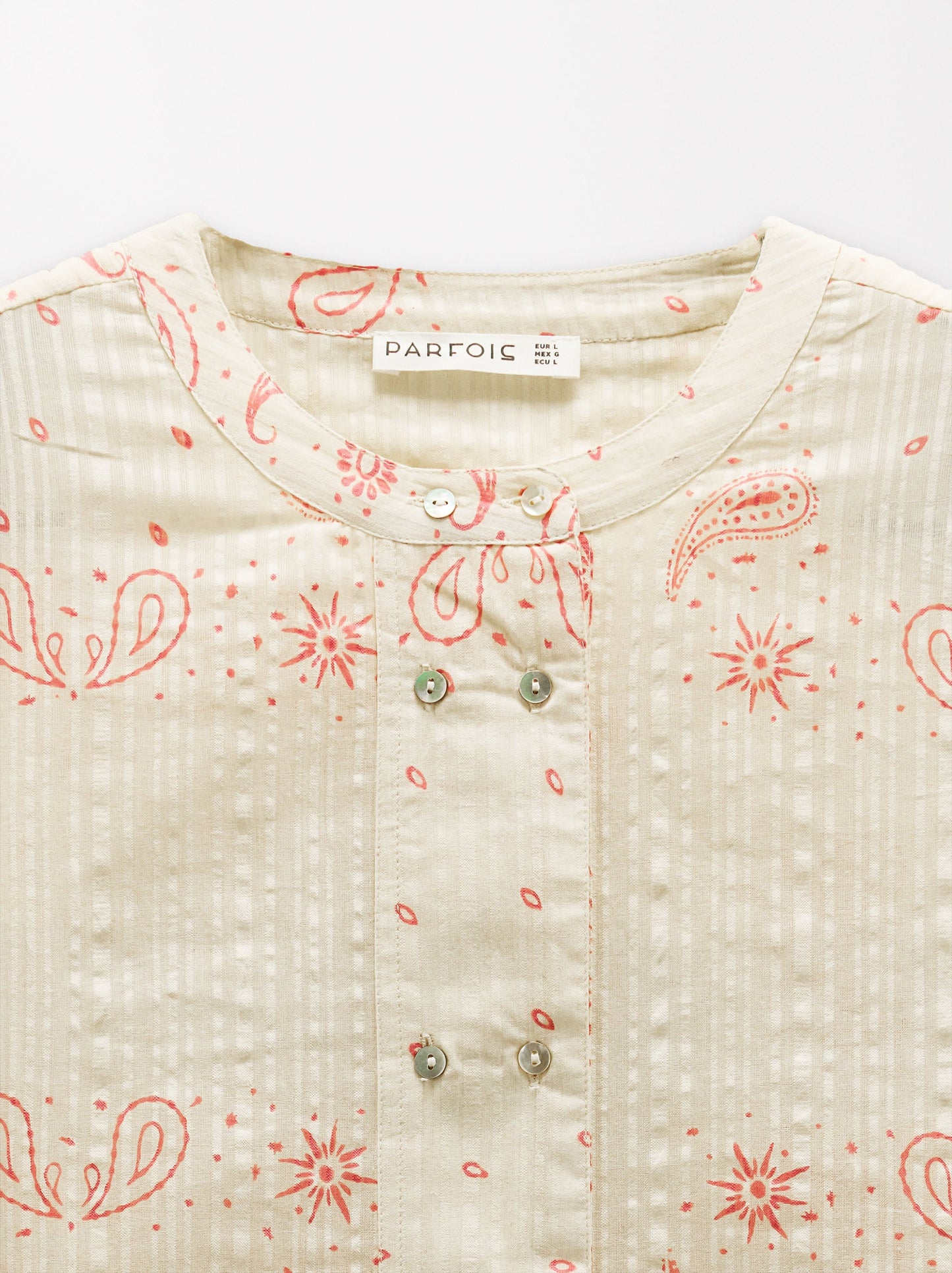 Printed Shirt With Mandarin Collar 100% Cotton