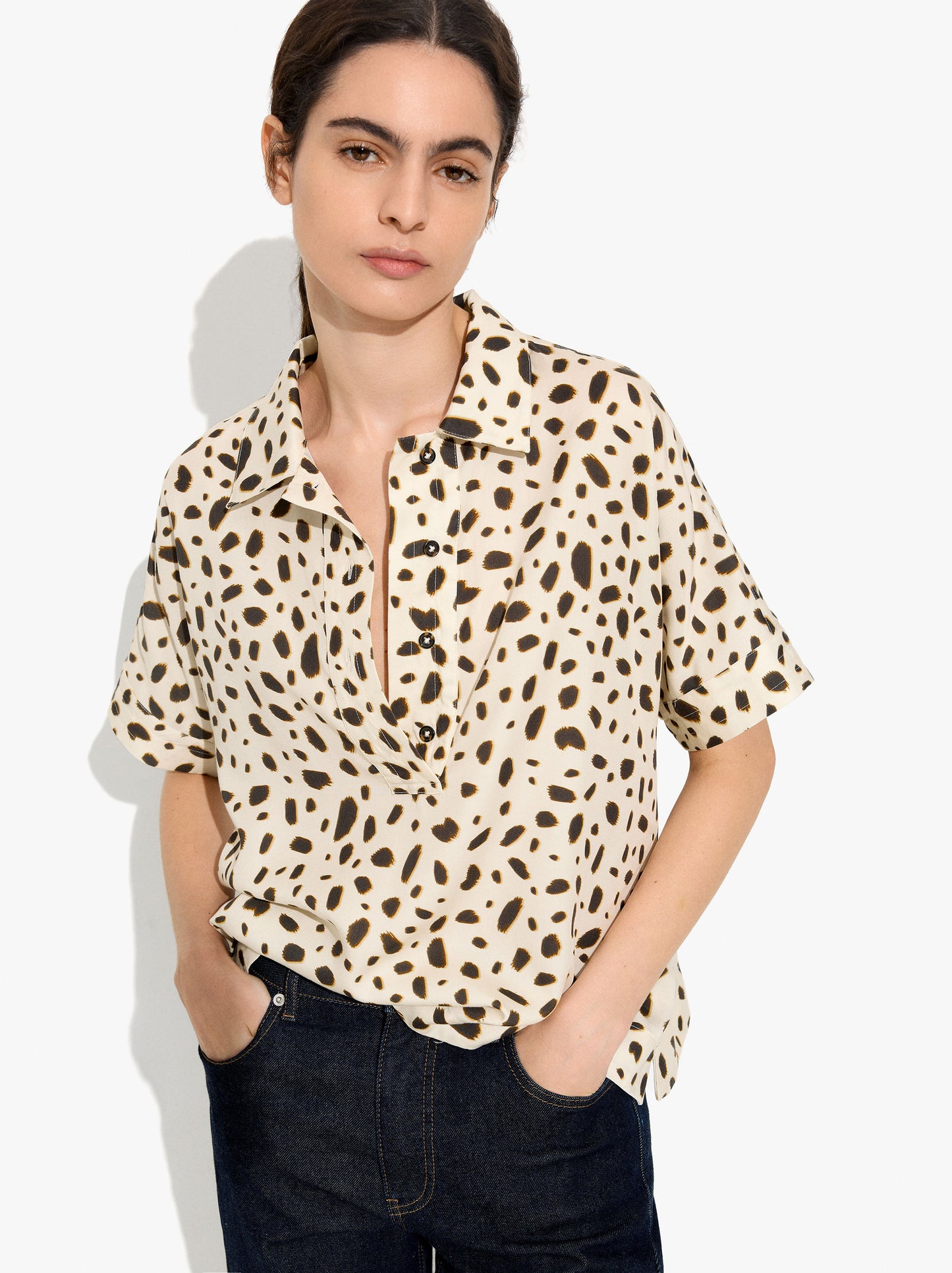 Blouse With Animal Printed 100% Lyocell