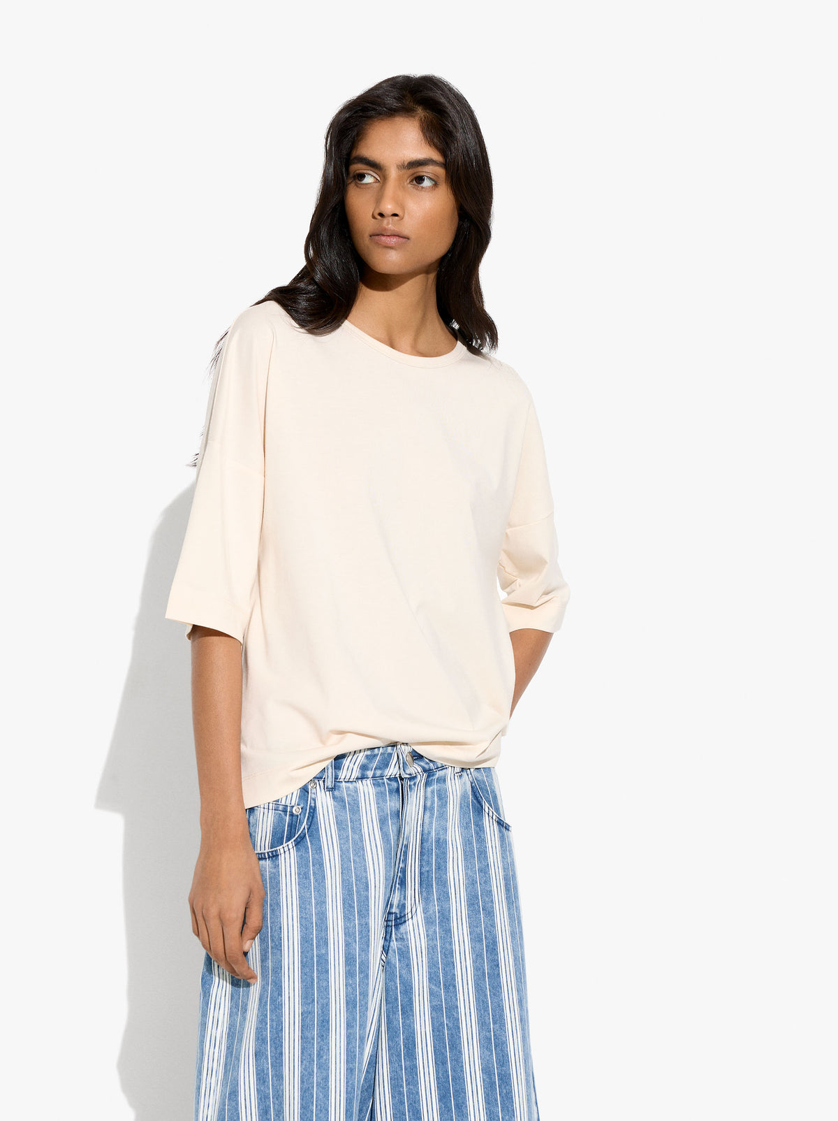 Plain Blouse With Short Sleeves