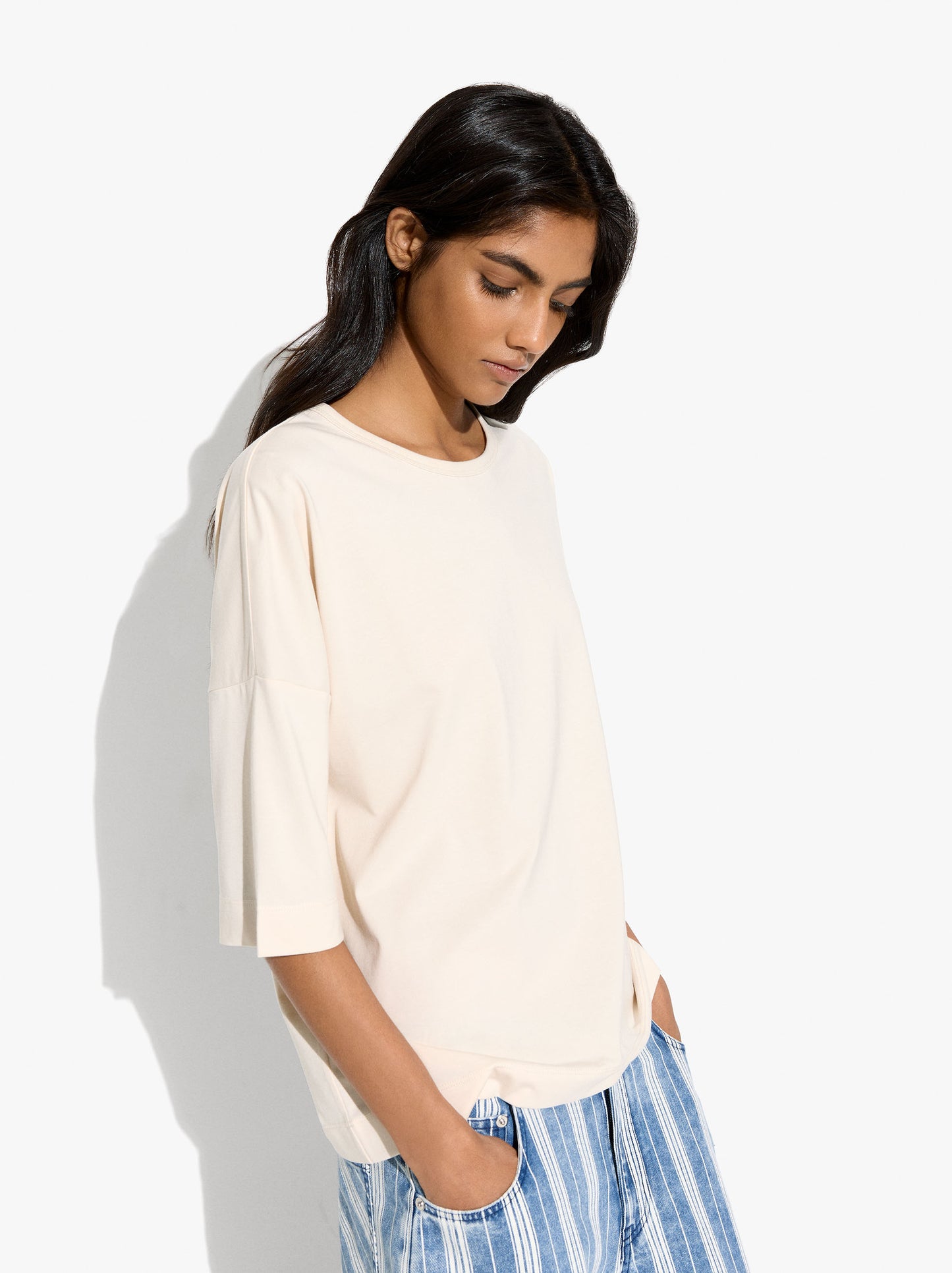 Plain Blouse With Short Sleeves