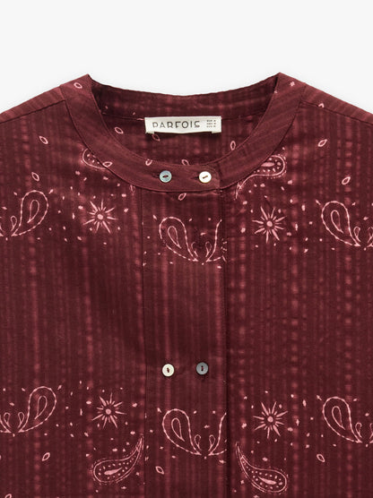 Printed Shirt With Mandarin Collar 100% Cotton