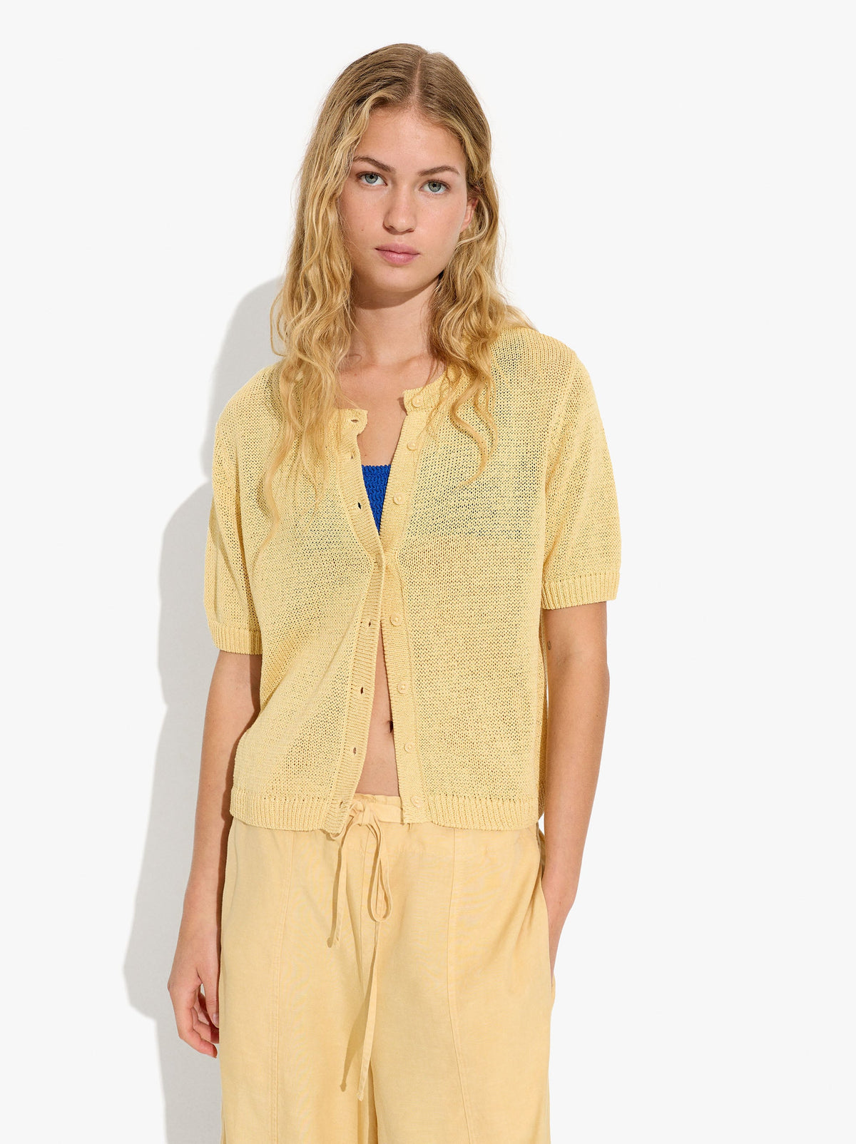 Short-Sleeve Knit Cardigan