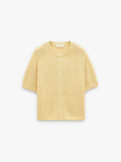 Short-Sleeve Knit Cardigan