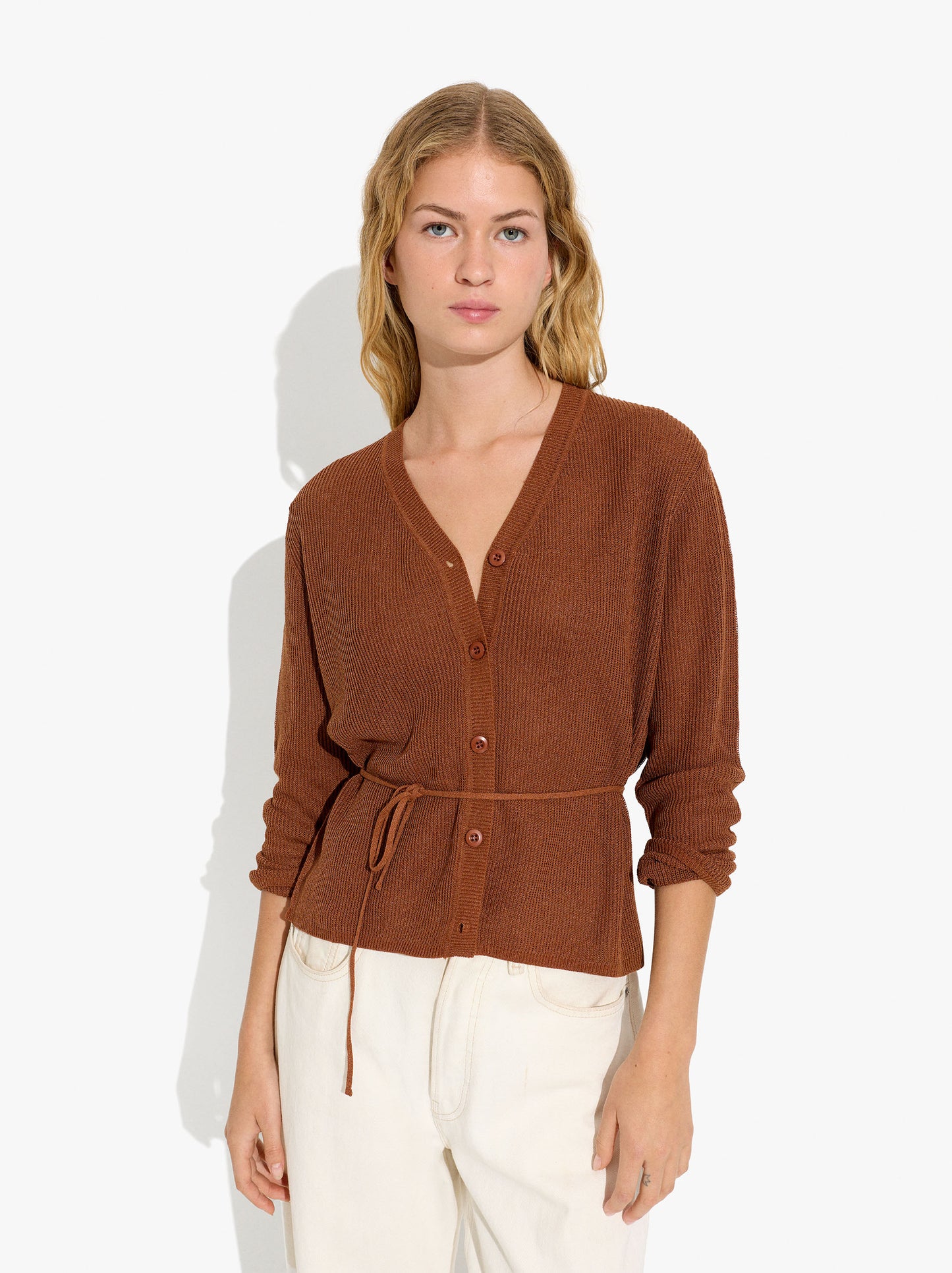 Knit Cardigan With Adjustable Drawstring
