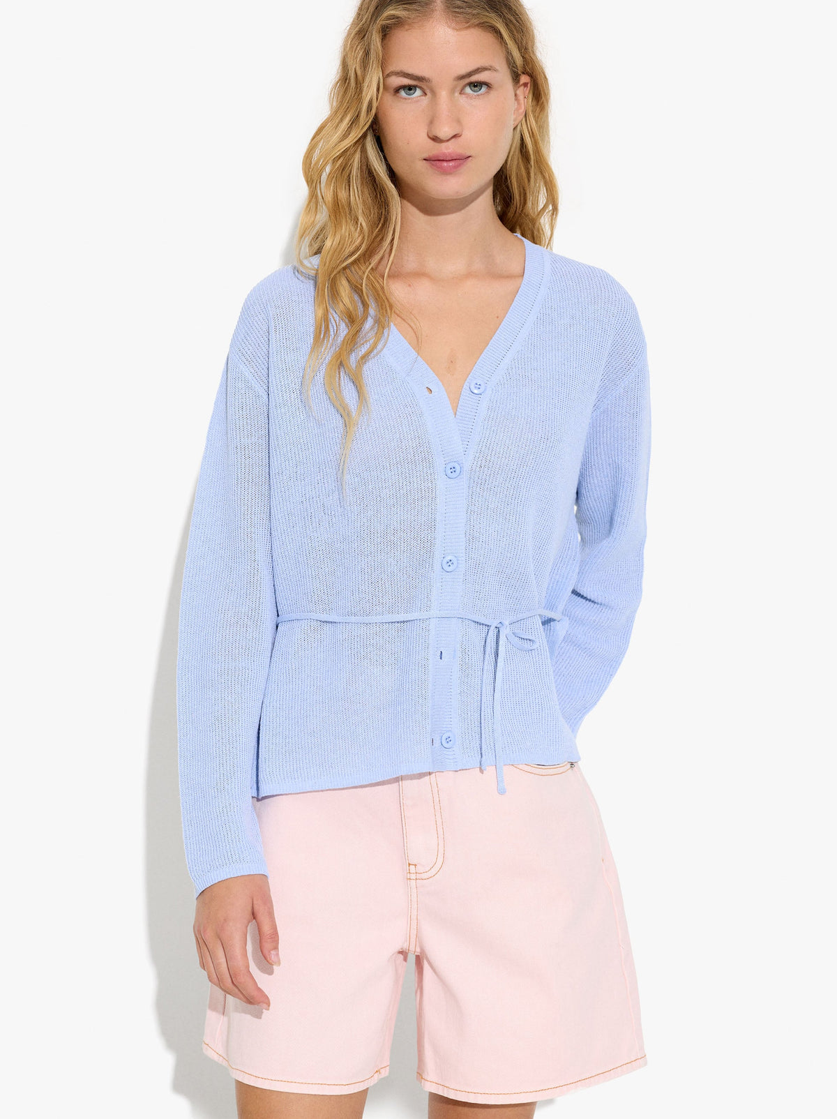 Knit Cardigan With Adjustable Drawstring