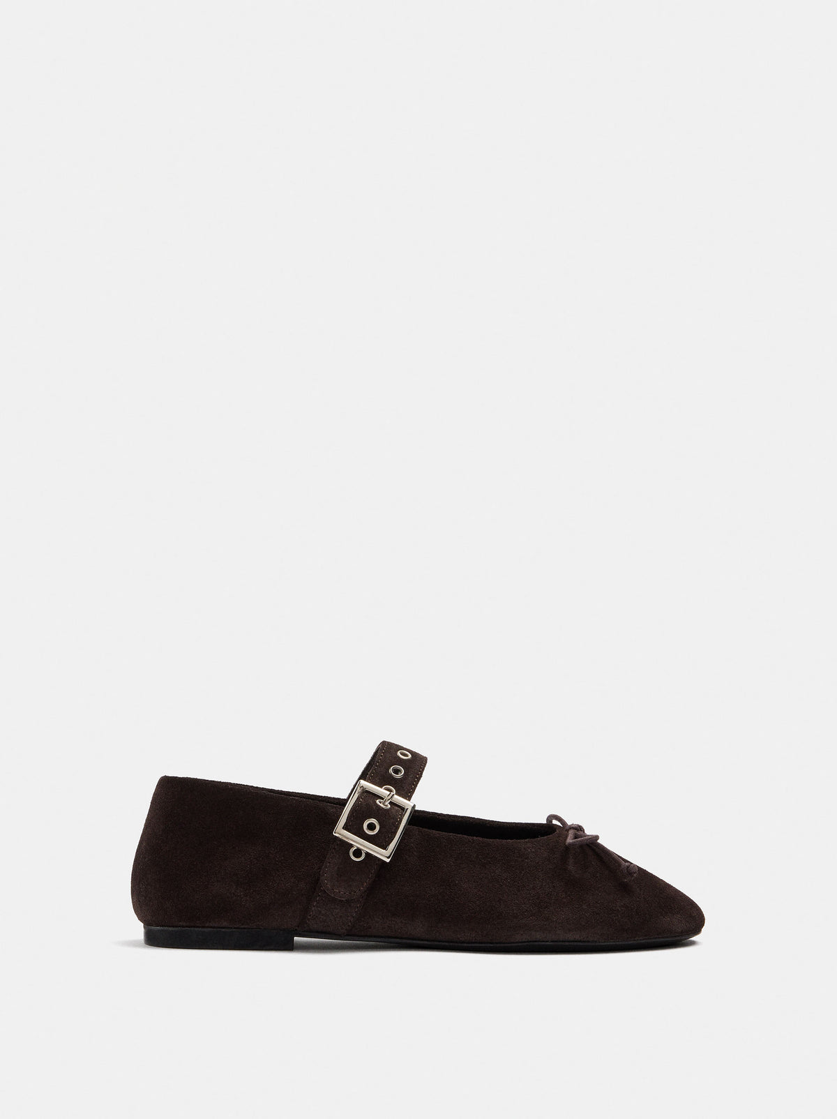 Leather Ballet Flats With Strap And Studs