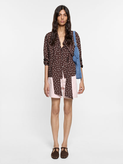 Floral Printed Shirt With Integrated Scarf
