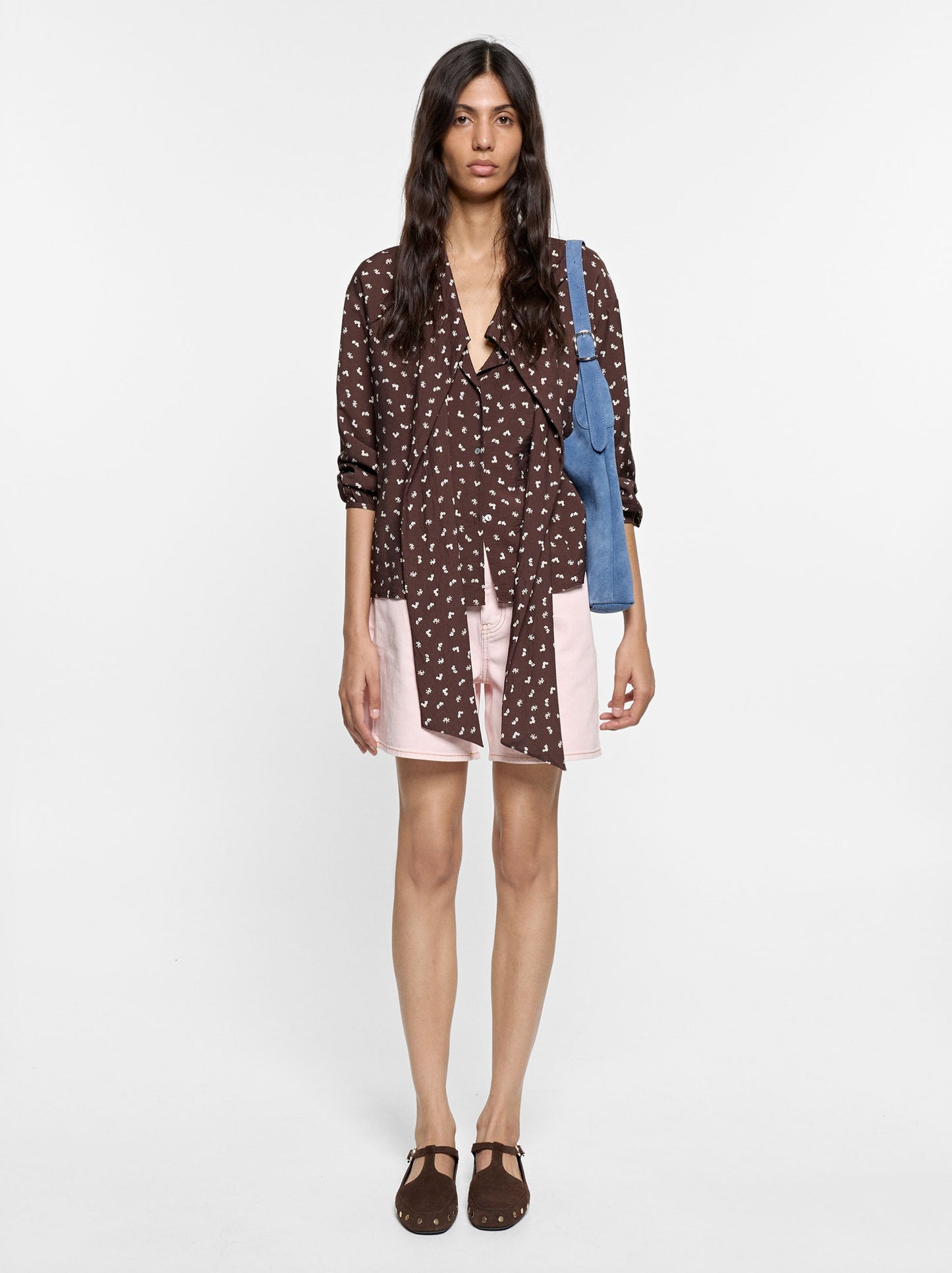 Floral Printed Shirt With Integrated Scarf