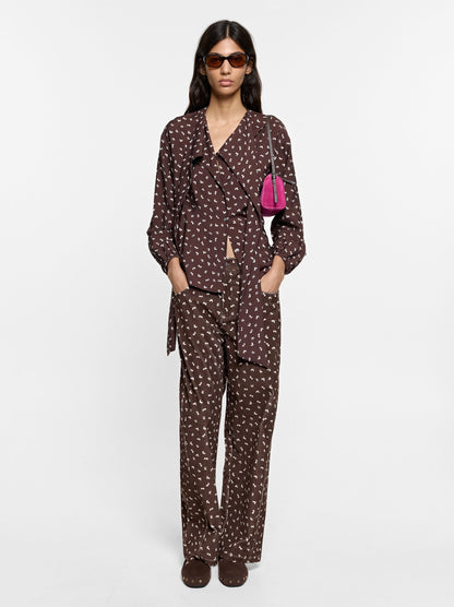 Floral Printed Shirt With Integrated Scarf