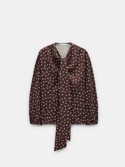 Floral Printed Shirt With Integrated Scarf
