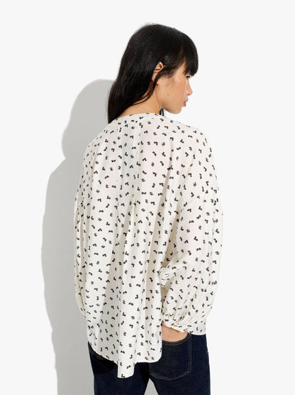Floral Printed Shirt With Mandarin Collar