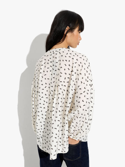 Floral Printed Shirt With Mandarin Collar