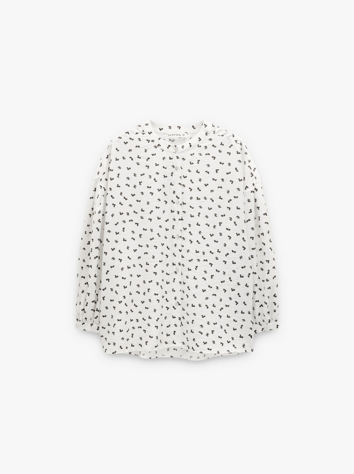 Floral Printed Shirt With Mandarin Collar