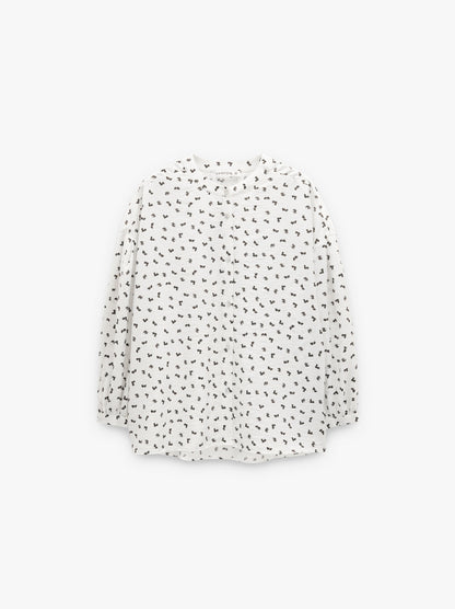 Floral Printed Shirt With Mandarin Collar