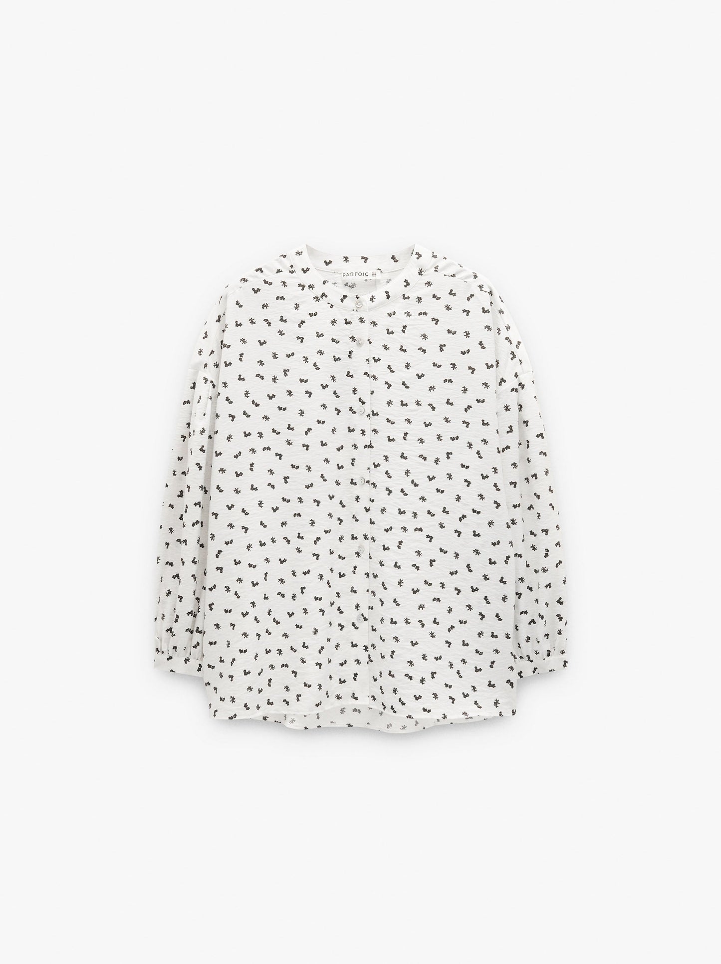 Floral Printed Shirt With Mandarin Collar