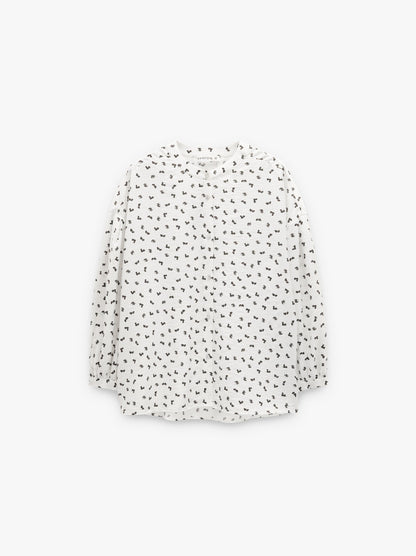 Floral Printed Shirt With Mandarin Collar