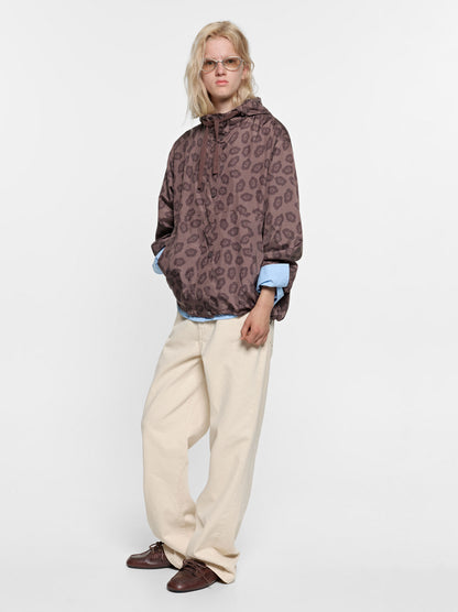 Floral Printed Jacket With Hood