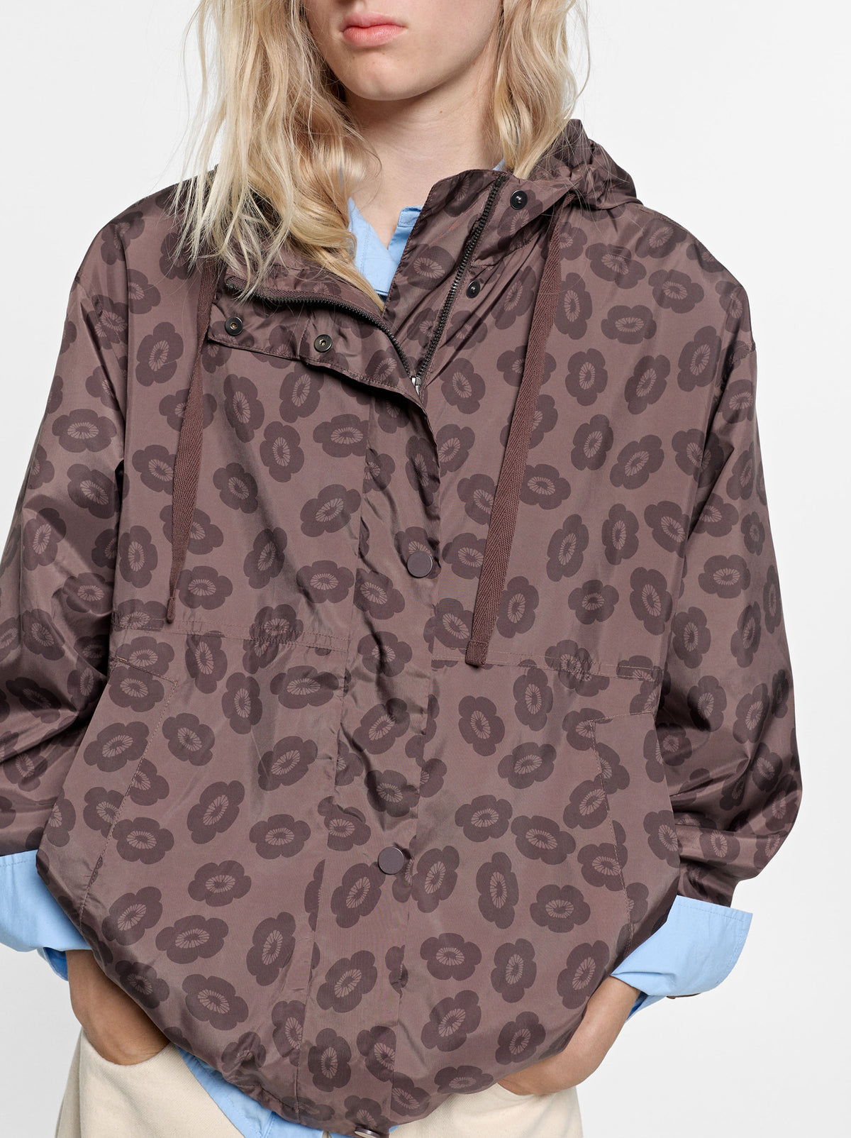 Floral Printed Jacket With Hood
