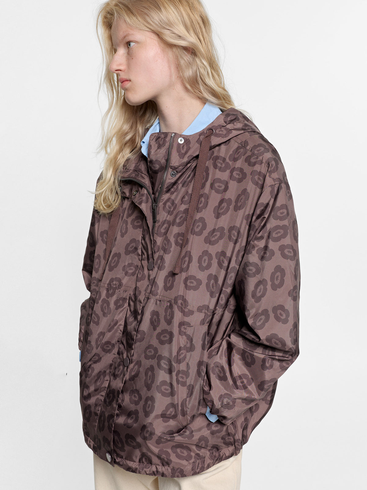 Floral Printed Jacket With Hood
