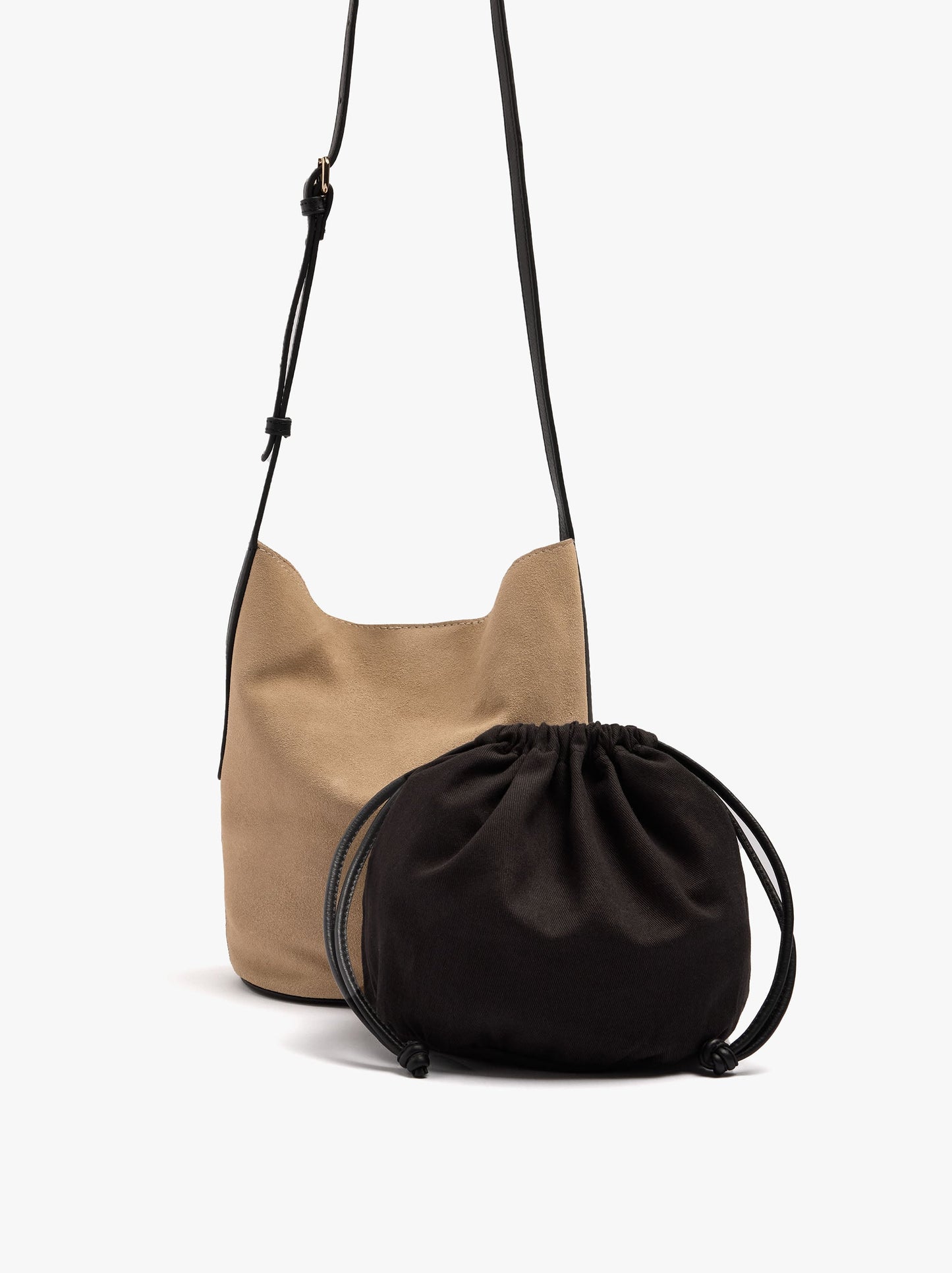 Leather Bucket Bag With Inner Pouch S