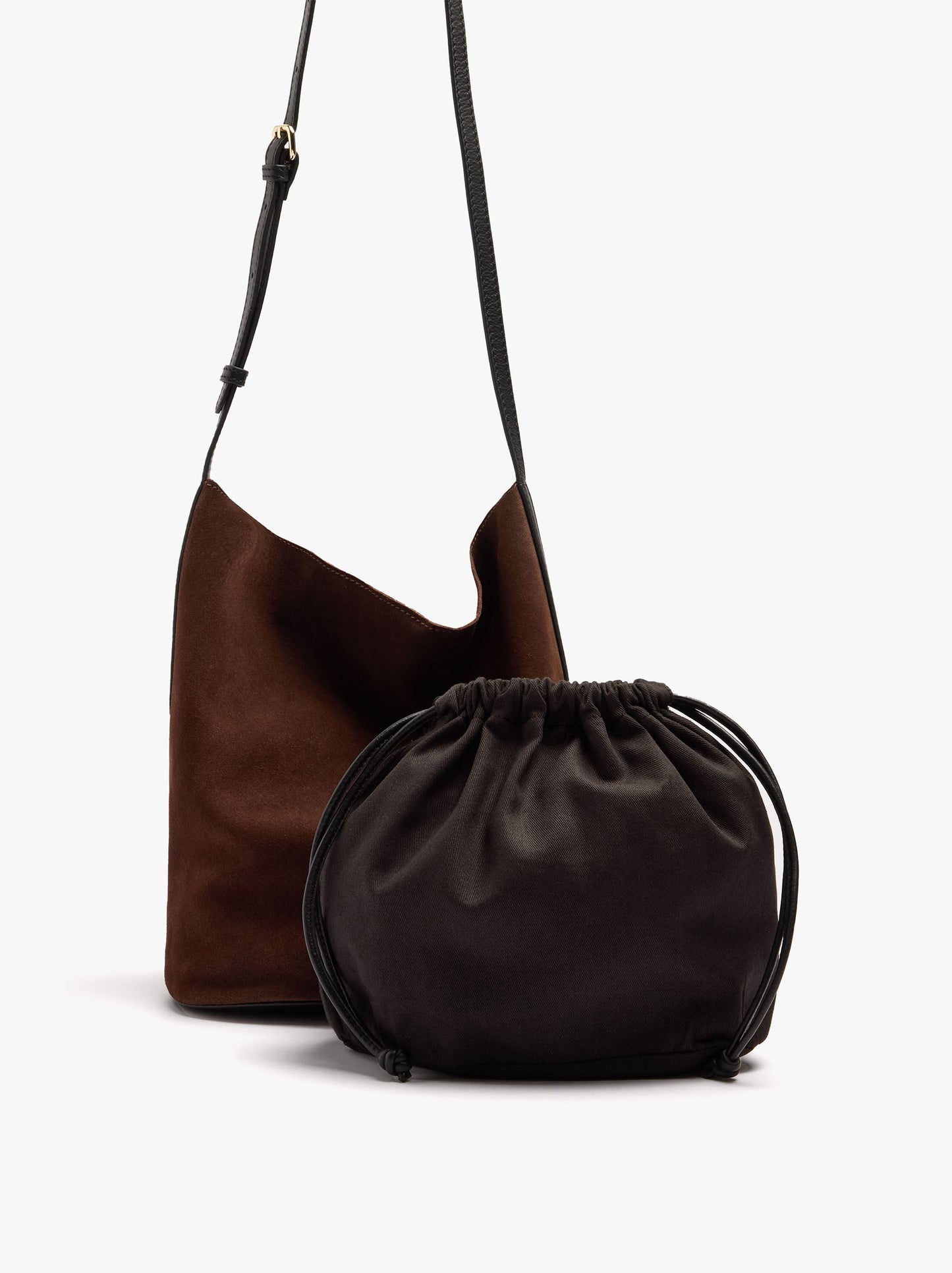 Leather Bucket Bag With Inner Pouch M
