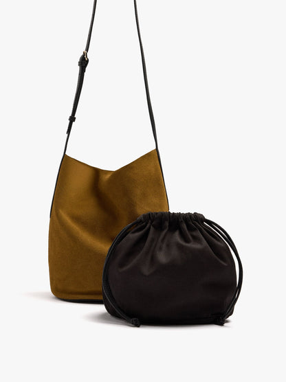 Leather Bucket Bag With Inner Pouch M