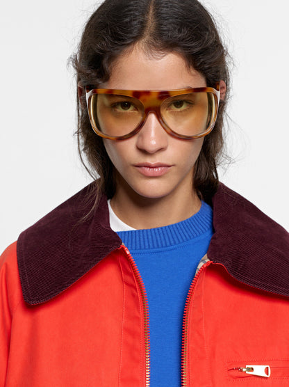 Contrast Coat With Zipper Closure
