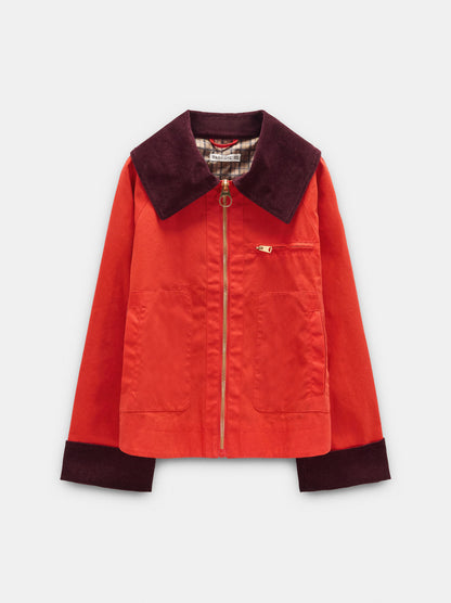 Contrast Coat With Zipper Closure