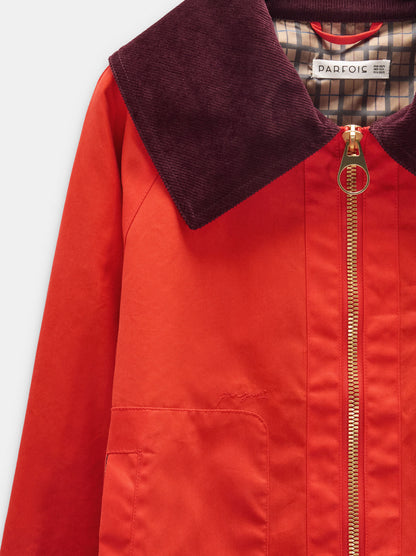 Contrast Coat With Zipper Closure