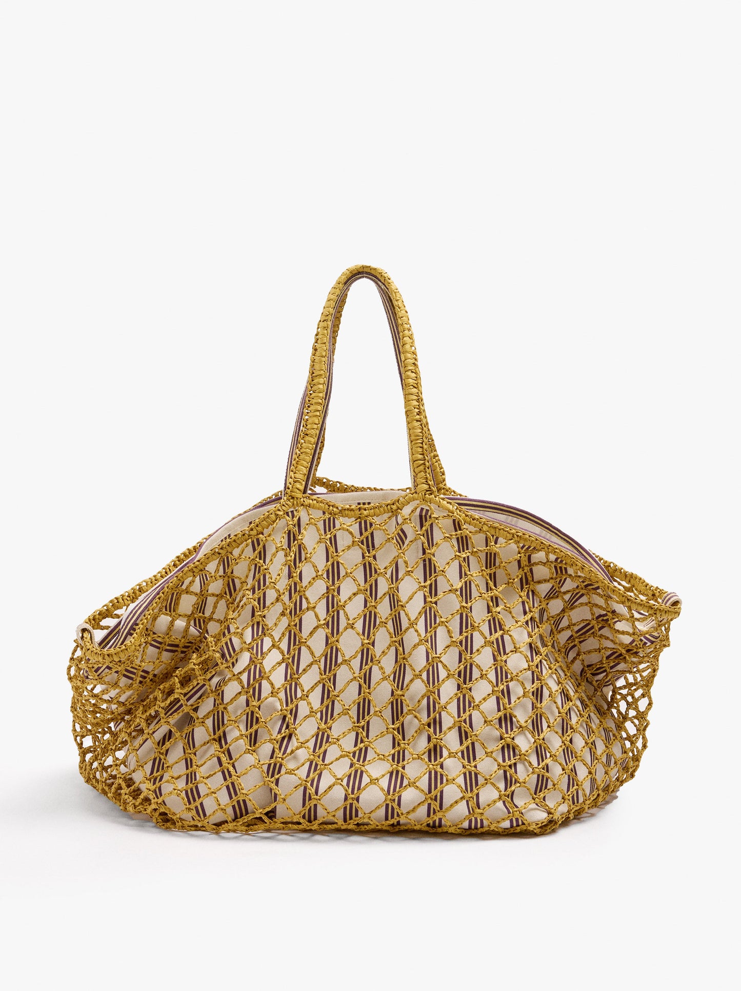 Shopper Bag In Mesh With Removable Bag With Stripes
