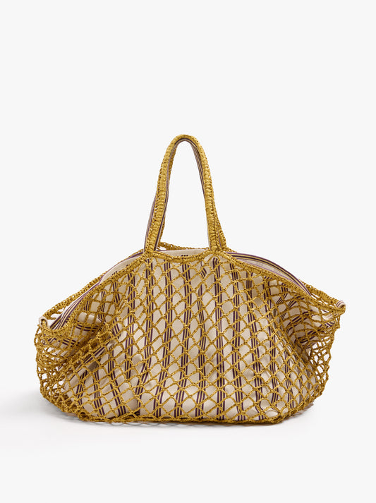 Shopper Bag In Mesh With Removable Bag With Stripes