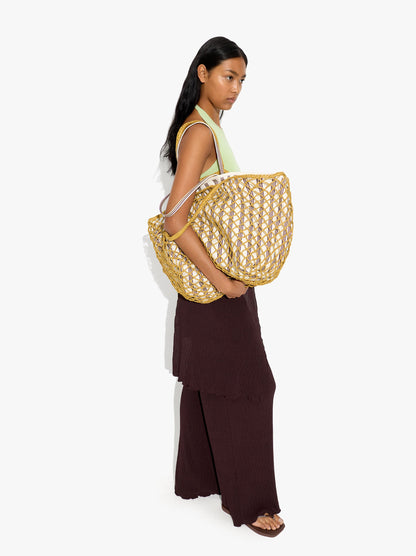 Shopper Bag In Mesh With Removable Bag With Stripes