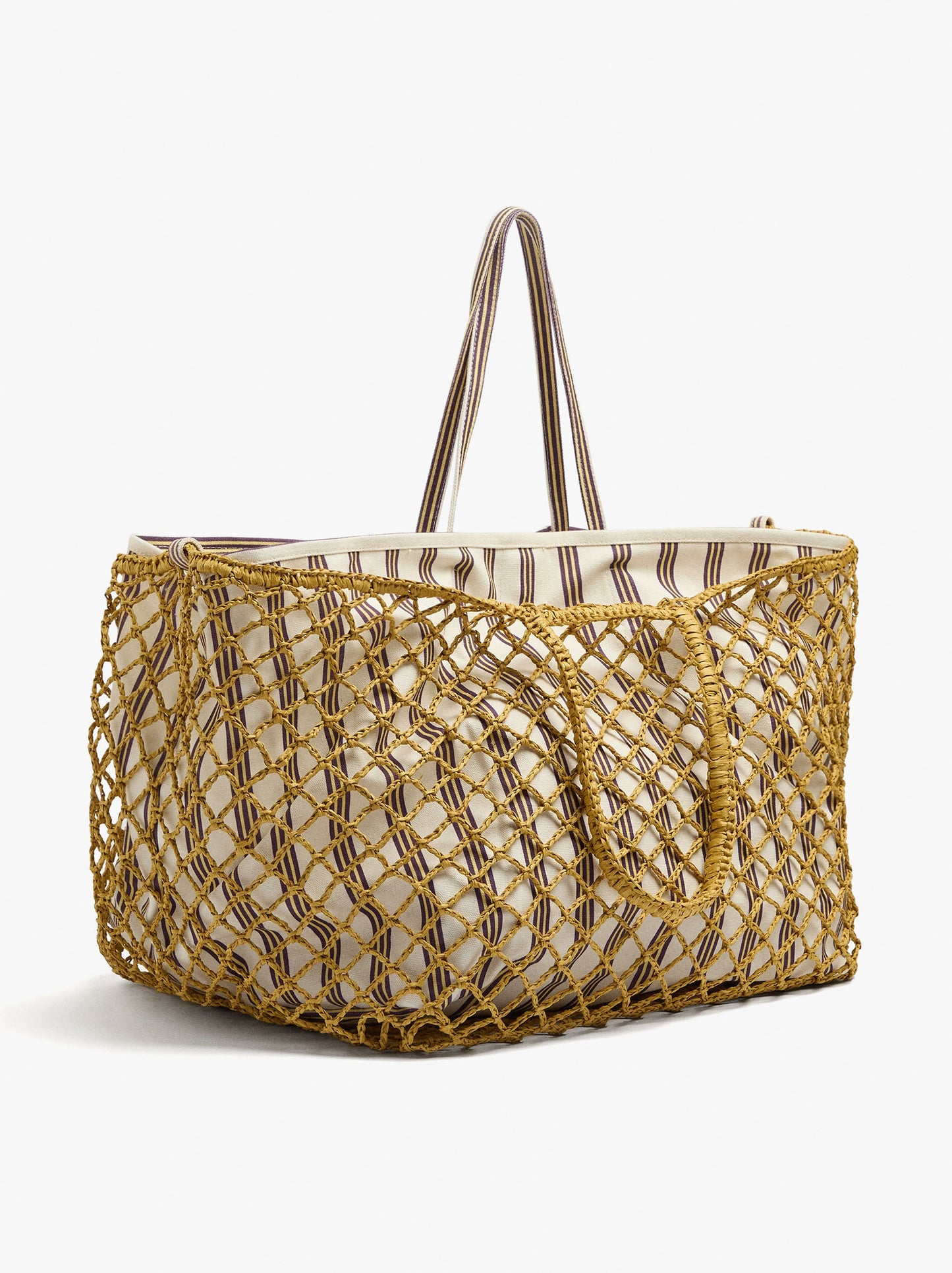 Shopper Bag In Mesh With Removable Bag With Stripes