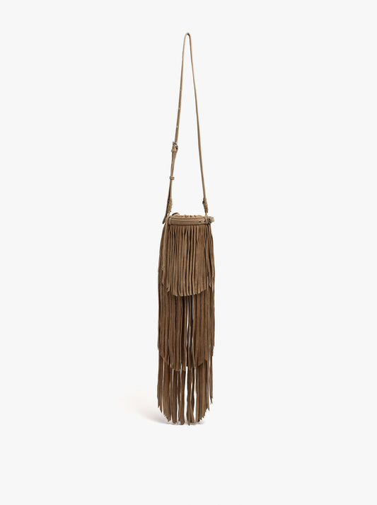 Leather Crossbody Bag With Long Fringes